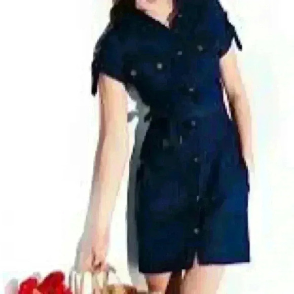 LANVIN x ACNE Denim Shirt Dress Multi Pocket Metal Button Women's - Picture 2 of 7